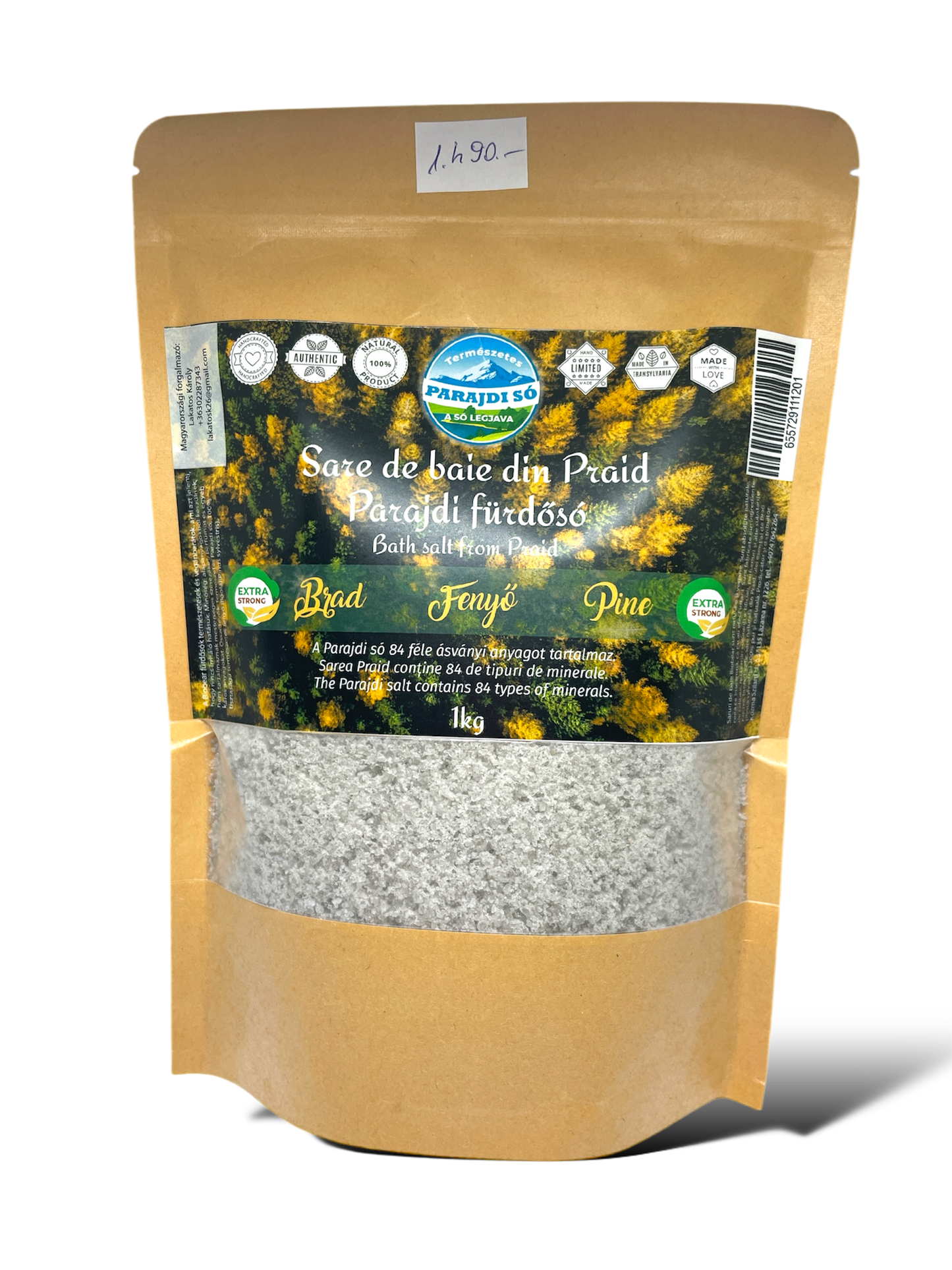 Parajdi fürdősó fenyővel, 1 kg-os kiszerelésben az Ásványbarlang weboldalán