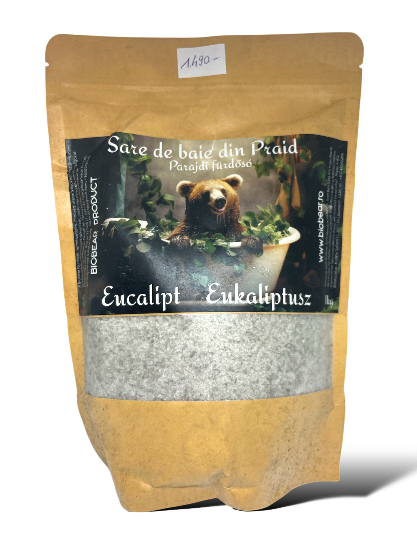 Eredeti Parajdi fürdősó eukaliptusszal az Ásványbarlang weboldalán, 1 kg-os kiszerelésben