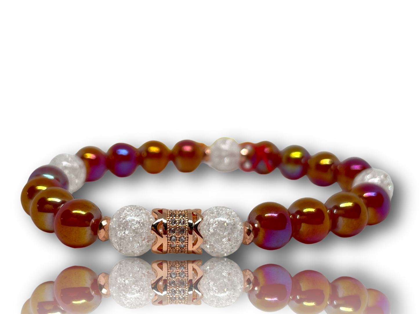 Ásványkarkötő karneollal, hegyikristállyal és aurakvarccal