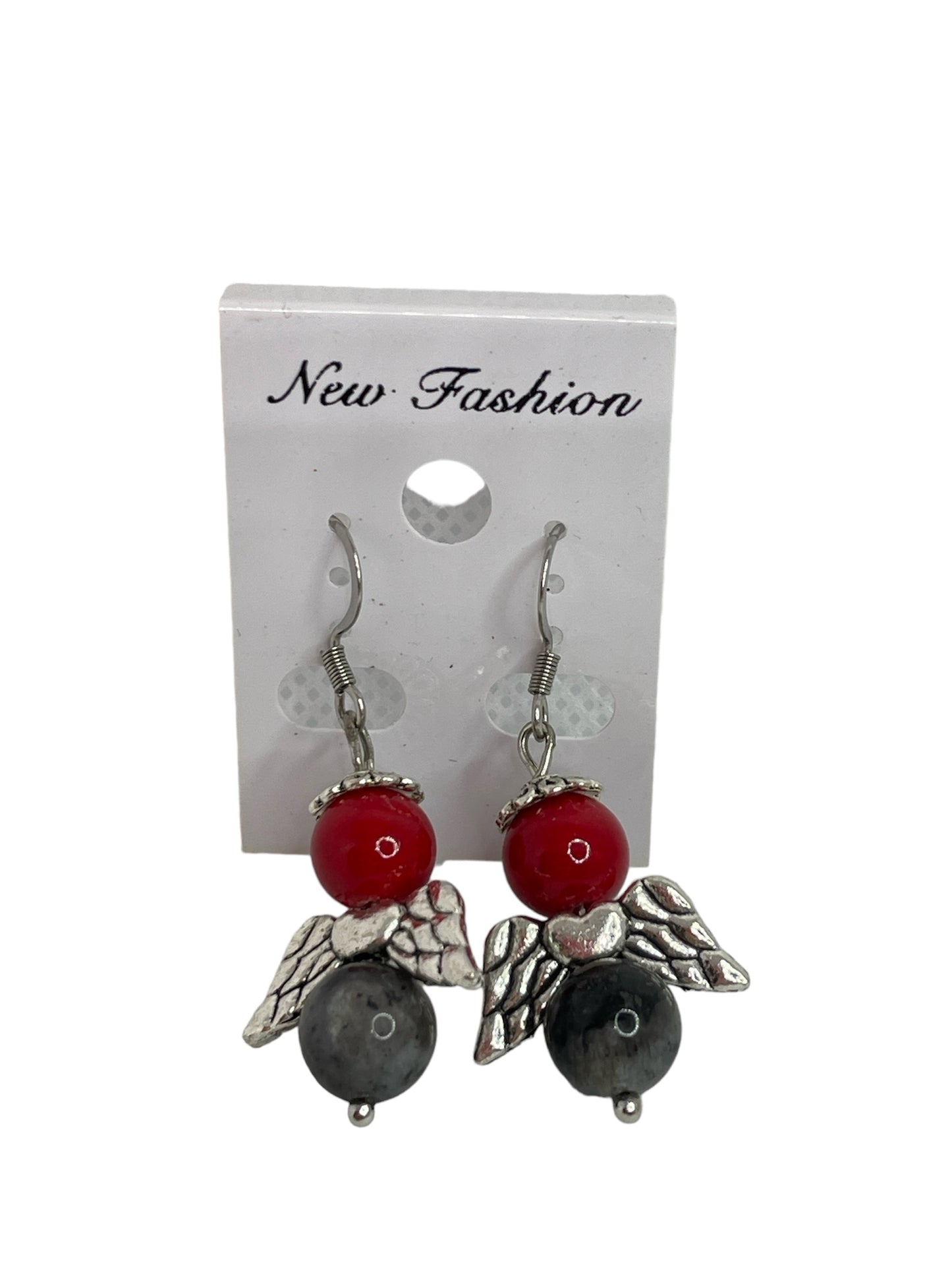 Korall és Labradorit fülbevaló