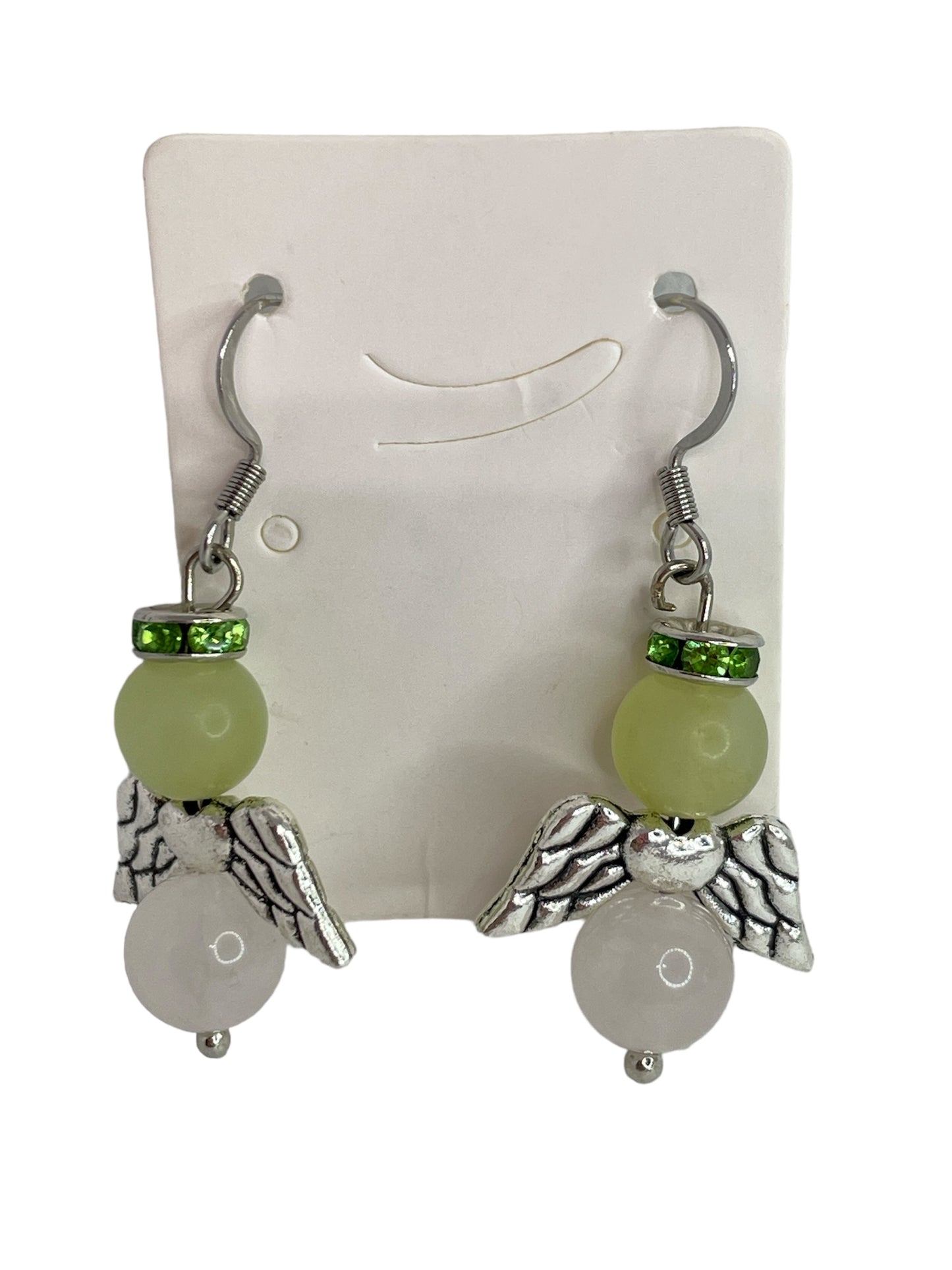 Jáde és Tejkvarc fülbevaló