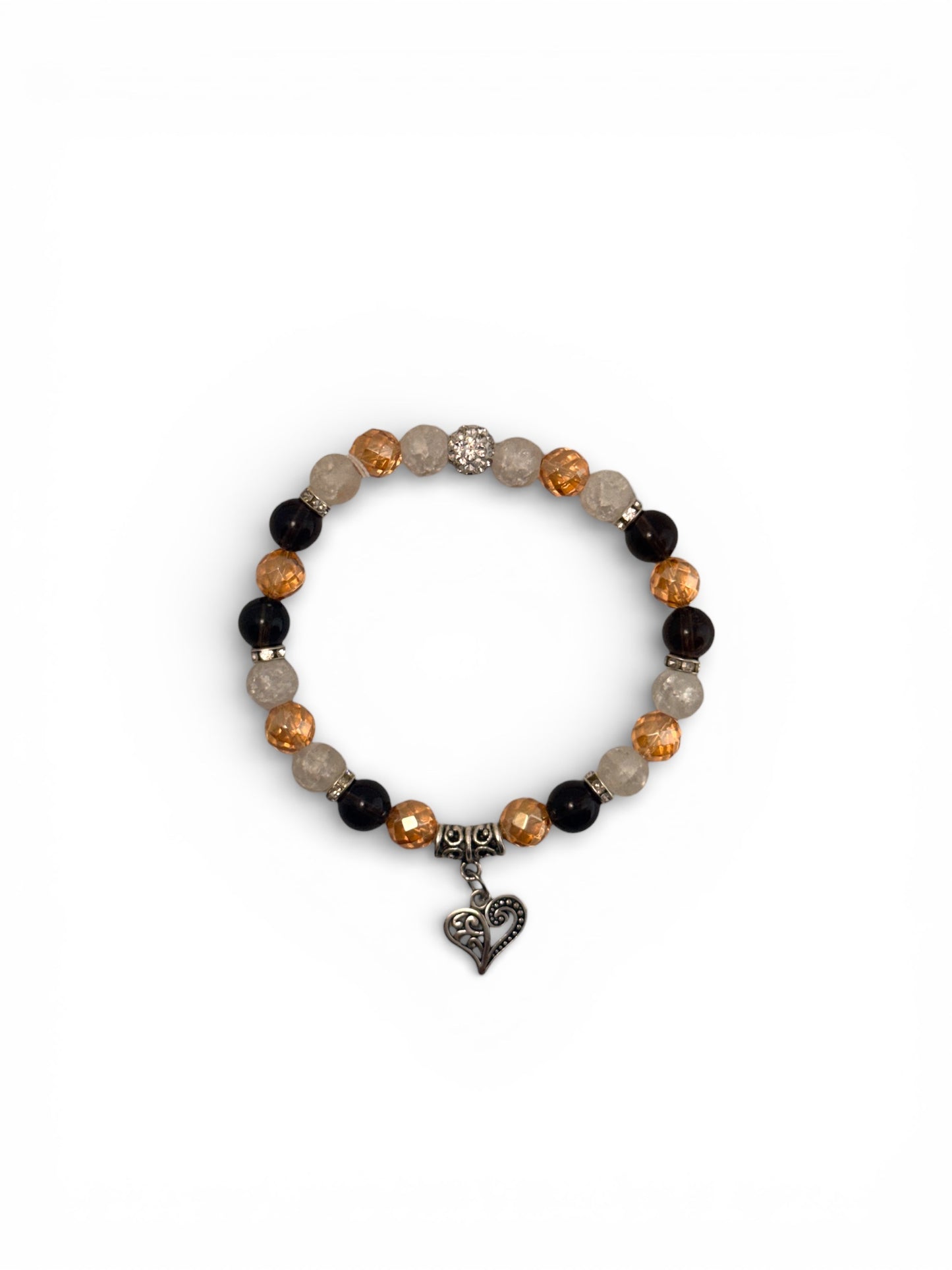 Ásványbarlang egyedi kézműves ásványékszer füstkvarc, arany aurakvarc és hegyikristály kombinációjából