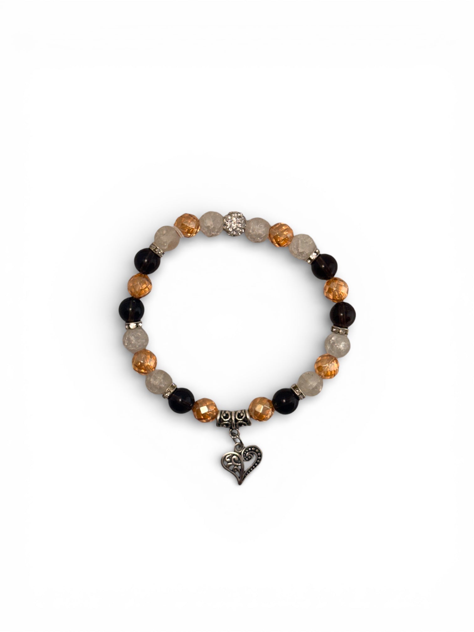 Ásványbarlang egyedi kézműves ásványékszer füstkvarc, arany aurakvarc és hegyikristály kombinációjából